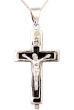 Jesus on the Cross Pendant - 925 Sterling Silver on black Stone