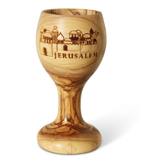Large Olive Wood Jerusalem Cup