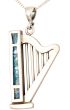 Roman Glass 'King David Harp' Pendant - 925 Sterling Silver - Made in the Holy Land
