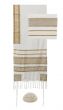Yair Emanuel Gold Striped Cotton Tallit Prayer Shawl Set with Hebrew Blessing