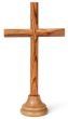 Olive Wood Standing Cross Round Base Front
