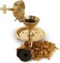 Christian Incense Burner - Gold Brass Cross and 2 Charcoals
