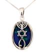 'Grafted In' 925 Sterling Silver Messianic Symbol mounted on King Solomon Stone (The Eilat Stone) Oval Pendant