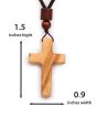 1.5 Inch Olive Wood Cross Necklace – Handcrafted Christian Pendant with Cotton Cord – Small Wooden Faith Cross for Car Mirror, Wall, or Gift – Ideal for Church & Home – Gift card Included