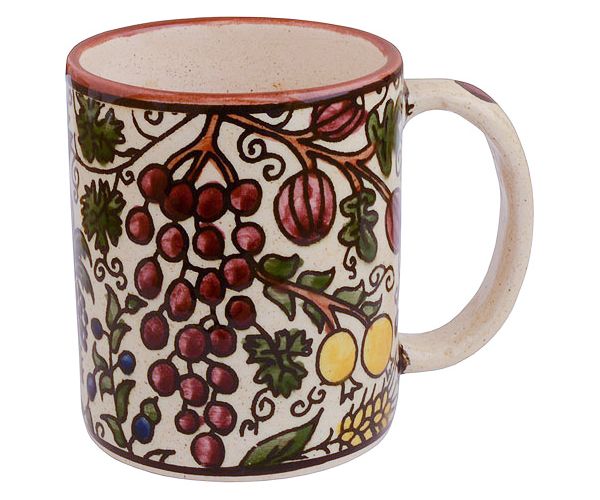 Large Armenian Ceramic 'Seven Species' Mug - The Jerusalem Gift Shop