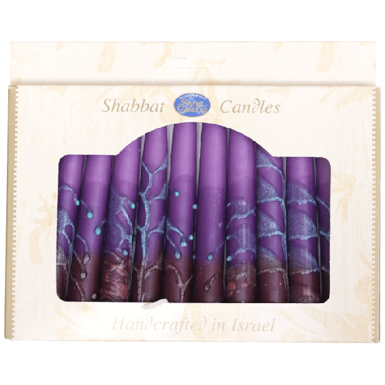 12 Ombre Purple Handmade Shabbat Candles
