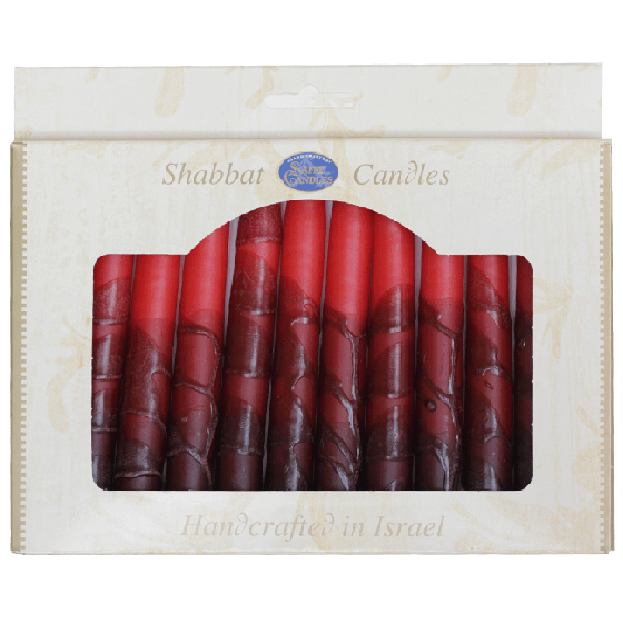 12 Ombre Red Handmade Shabbat Candles