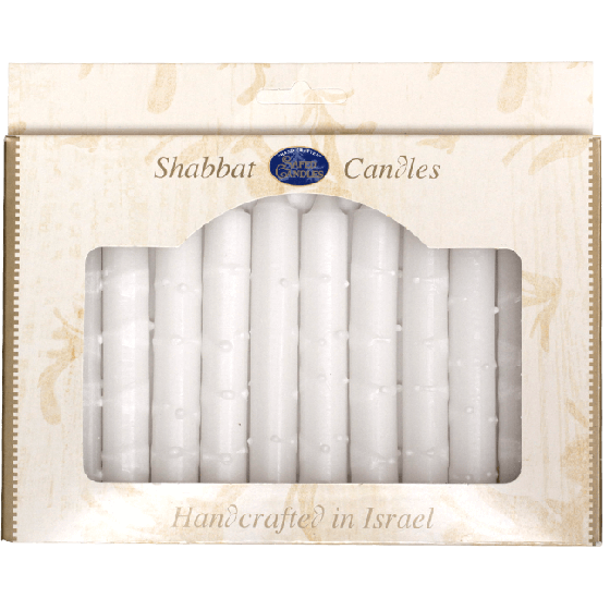 12 White Handmade Shabbat Candles