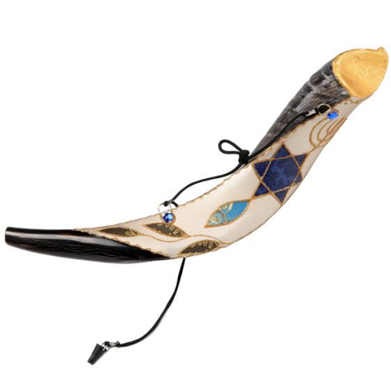 Anointing Yemenite Shofar Decorated with 'Grafted In' Symbol