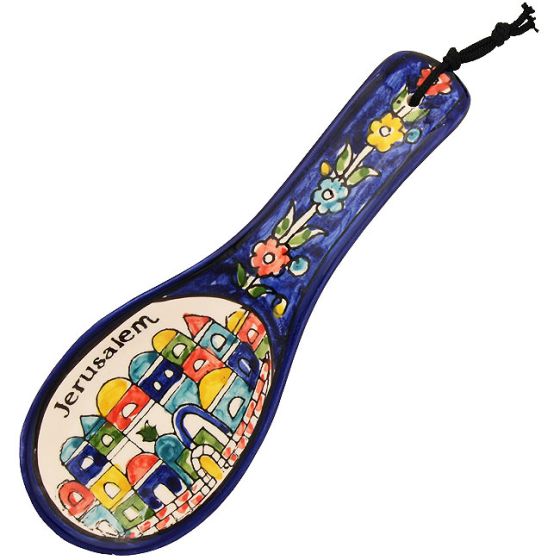 Armenian Ceramic 'Jerusalem' Floral Design Spoon