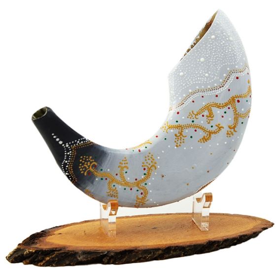 Ram's Decorated Shofar By Artist Sarit Romano - Seasons - Matthew 24