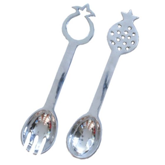 Yair Emanuel | Set of Brushed Aluminum Salad Servers | Pomegranate