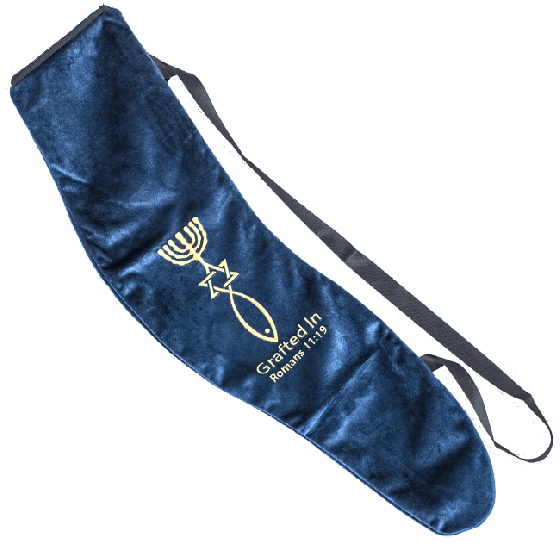 Embroidered Grafted In Blue Yemenite Shofar Bag