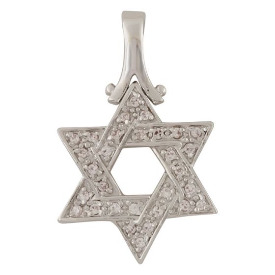 White Gold-filled Star of David Pendant with Zircons