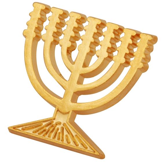 Gold Menorah Lapel Pin Badge