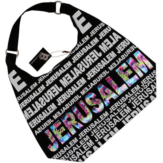 Canvas Hobo Bag - Jerusalem - Rainbow Foil - Zipper