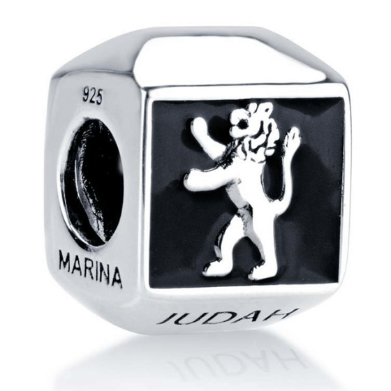 Lion of Judah Sterling Silver Onyx Bead Charm