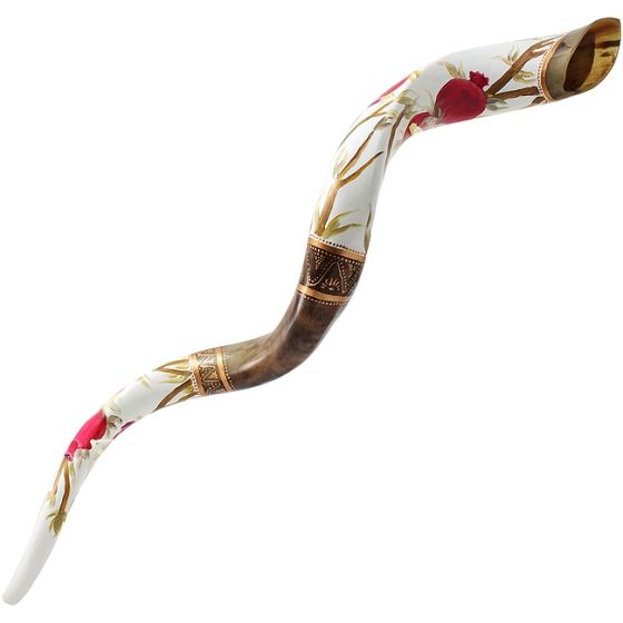 Artistic Yemenite Kudu Shofar By Sarit Romano - Pomegranante 