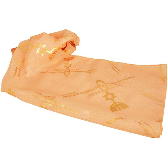 Biblical Scarf - Grafted In Romans 11:19 - Peach