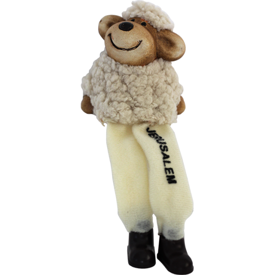 Sitting Ceramic and Plush Jerusalem Sheep
