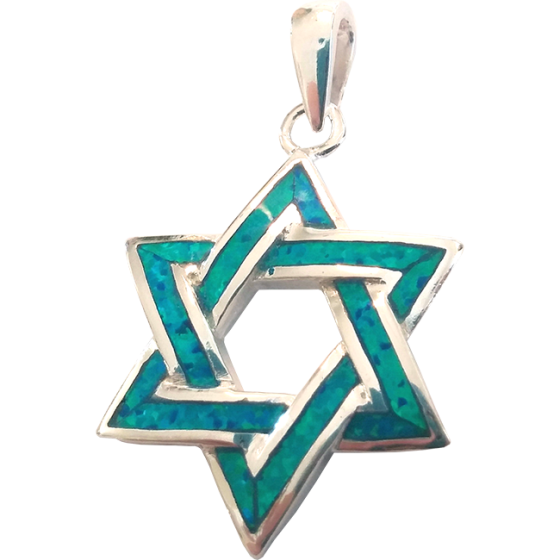 Sterling Silver Synthetic Opal Star of David Pendant