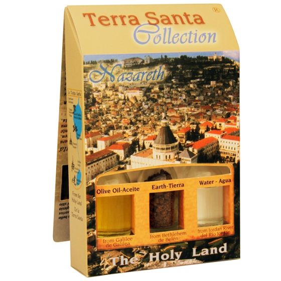 Terra Santa Collection - Holy Land Elements Gift Pack 'Nazareth' with Olive Oil, Earth and Water