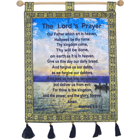 The Lord's Prayer - Jerusalem Wall Hanging - Matthew 6 - Blue