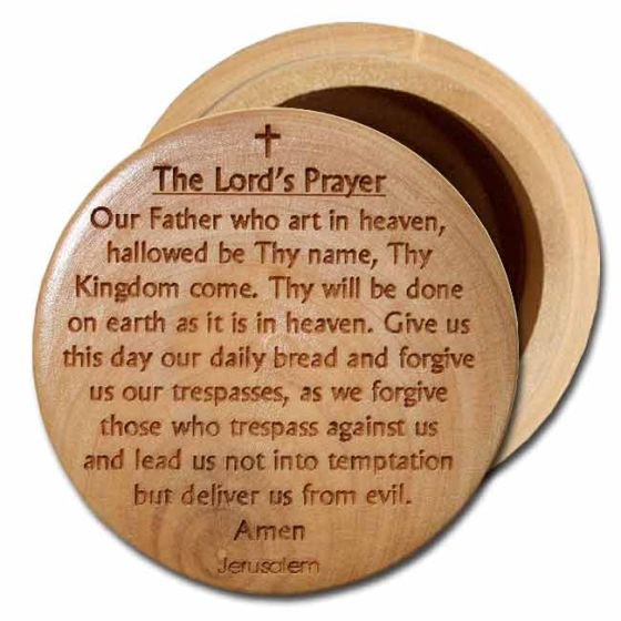 Pill Box Lord's Prayer Olive Wood