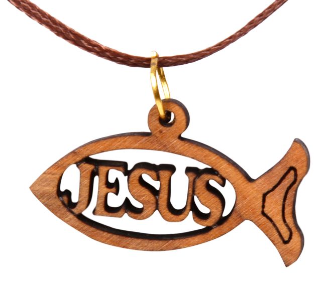Jesus Fish Olive Wood Pendant