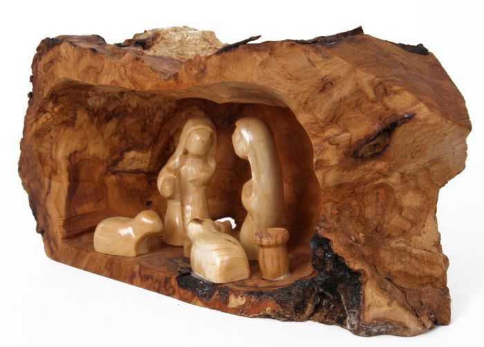 Olive Wood Branch Nativity from Bethlehem With Natural Olive Wood Bark