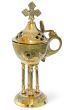 Decorated Brass Incense Burner with 4 Pillars - Flip Top
