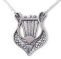King David Harp silver pendant Handmade in Jerusalem