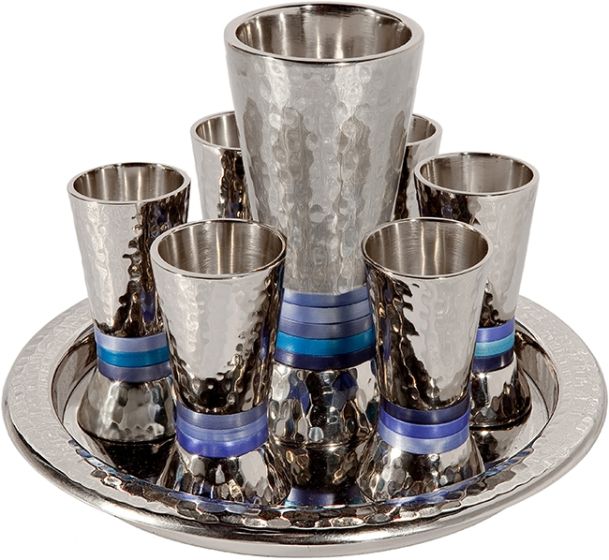 Lord's Supper Cup with Plate - 8 Piece Set - Blues