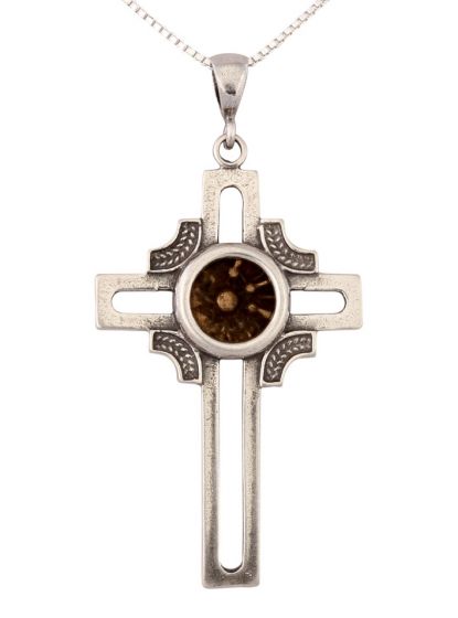 Genuine Widow's Mite Coin of Mark 12:41 in Sterling Silver Cross Pendant 
