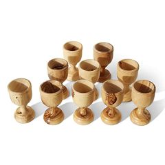 Communion cups set - The Lord's Supper - Ten Small (Approx 3 Inch) Olive Wood Cups in Gift Bag