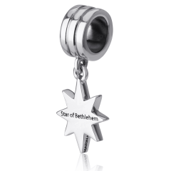 Star of Bethlehem Hanging Bracelet Charm, Sterling Silver

