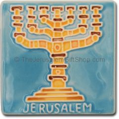 Ceramic Fridge Magnet Jerusalem Menorah