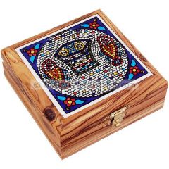 Ceramic Tile Olive Wood Box - Tabgha