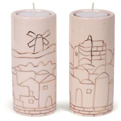 Ceramic Pillar Candle Holders - Jerusalem of Gold