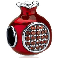 `GraceLet` Bracelet - Enameled Pomegranate with Garnet Stone Seeds