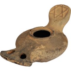 Clay Oil Lamp - Herodian with Star of David - Double Flame