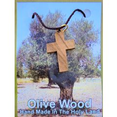 Olive Wood Cross Necklace (Item #5002) - iHolyLandCrafts
