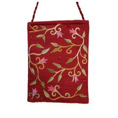 Yair Emanuel Lined Embroidered Bible Bag - Flowers - Magenta