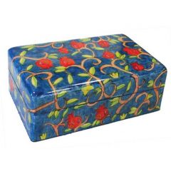 Yair Emanuel Hand-Painted Jewelry Box - Pomegranates (Medium)