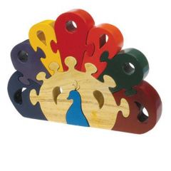 Yair Emanuel Colorful Wooden Puzzle - Peacock 