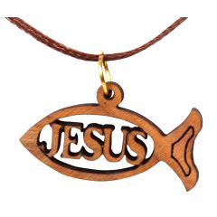 Jesus Fish Olive Wood Pendant