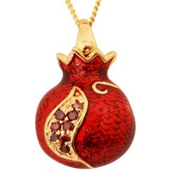 Enameled Pomegranate Pendant with Red Garnet by Marina