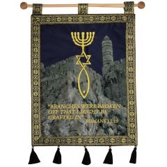 'Grafted In' Messianic Jerusalem Banner - Romans 11 - Blue