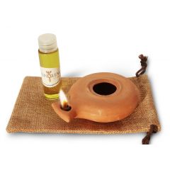 Glazed Clay Oil Lamp - Herodian with Bethlehem Olive Oil
