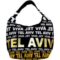Canvas Hobo Bag - Jerusalem - Gold Foil - Zipper